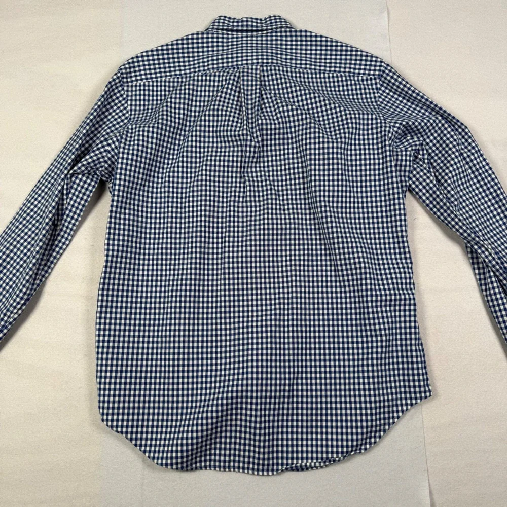 Polo Ralph Lauren Mens Classic Fit Gingham Button Down Shirt Navy Blue White L - Picture 9 of 10